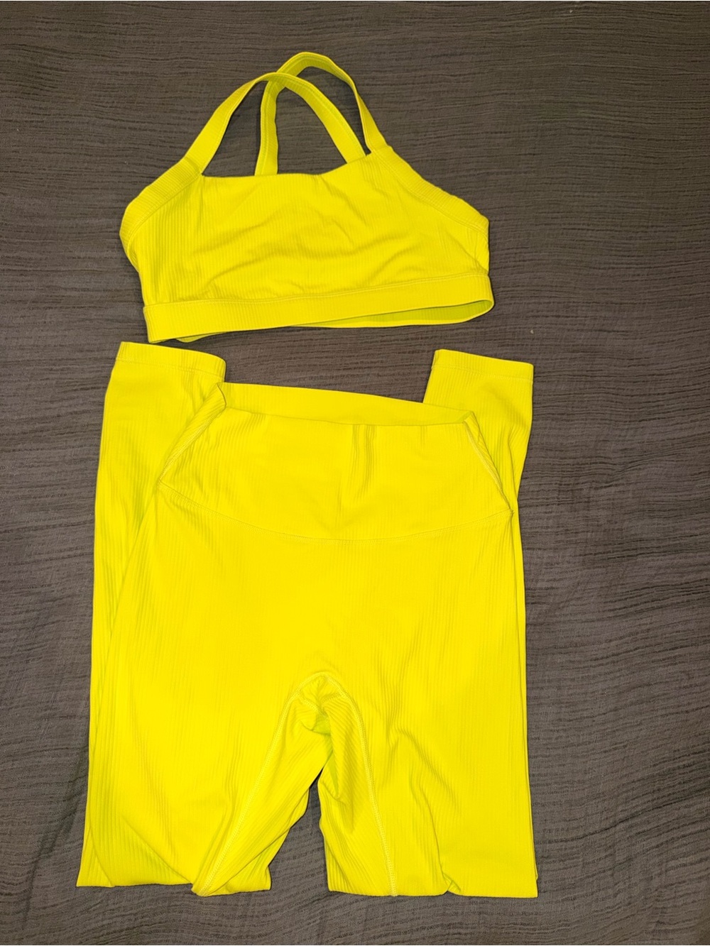 PARAGON Neon Yellow Ribbed Sports Bra & Bike Shorts Set